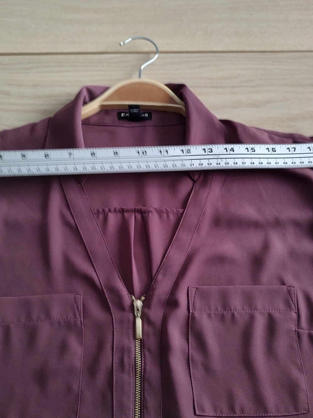 Express Womens Zip-Front Cap Sleeve Blouse - Mauve - Picture 8 of 11